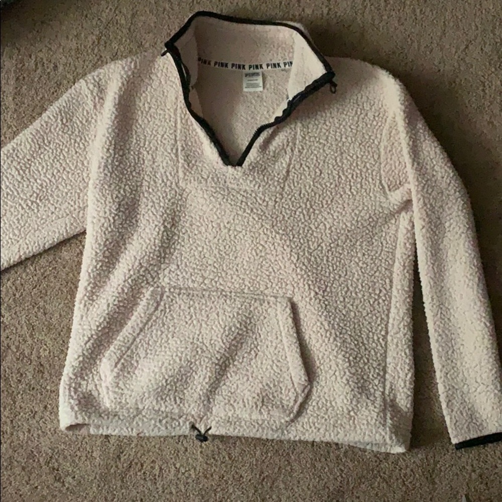 S Sherpa half zip PINK pullover